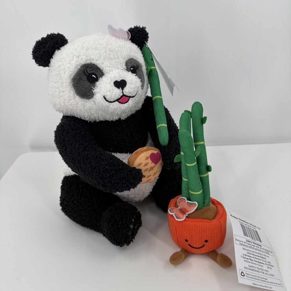 NWT Little Brownie Bakers Mei Lan Panda Plush 10" & Happy Bamboo 8"2024 New